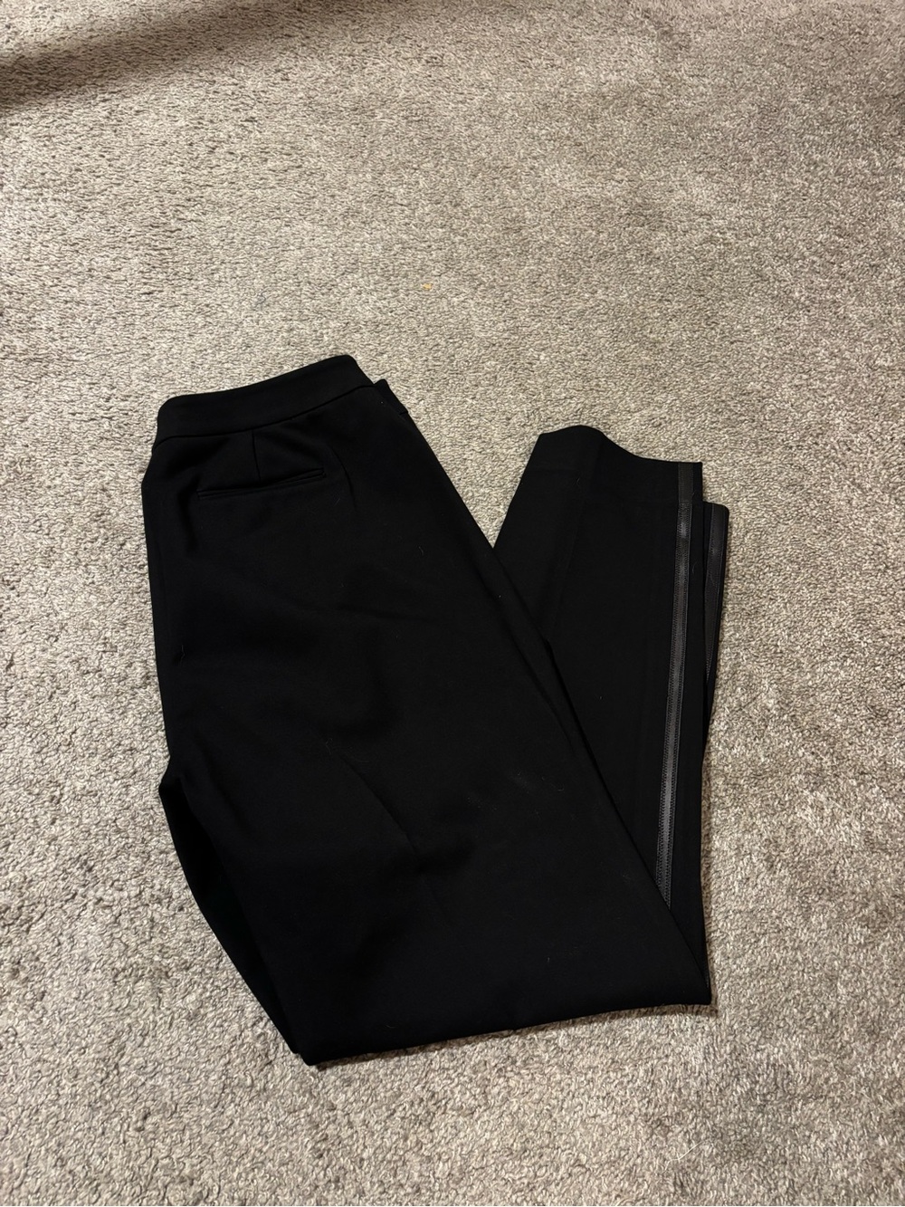 CARISLE Black Tuxedo Stripe Trouser Pants